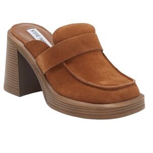Steve Madden Fraim Suede platform Loafers Chunky heel 60’s vibe size 8